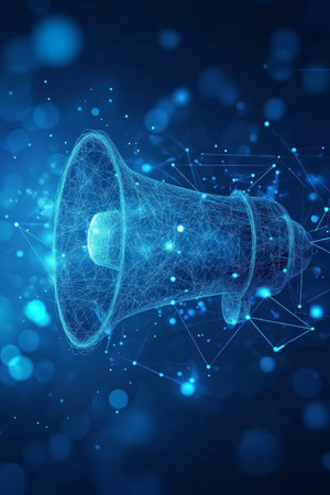 Digital Megaphone Network Communication and Digital Marketing with Global Broadcasting Concept.の素材