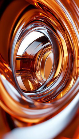 Abstract Orange. Background, Golden Swirls, Curves, Light, Reflections. Modern Digital Art.の素材