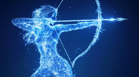 Glowing Constellation Archer, Sagittarius Zodiac Sign, Astrology, Spiritual, Cosmic Energyの素材