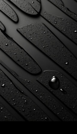 Abstract Background. Black Rubber Surface With Tread Pattern. Macro Texture. Close Up Detail.の素材