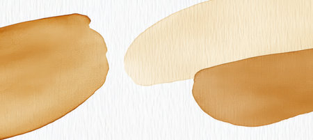 Beige and Brown Abstract Watercolor Brush Strokes on White Background, Artistic Textureの素材