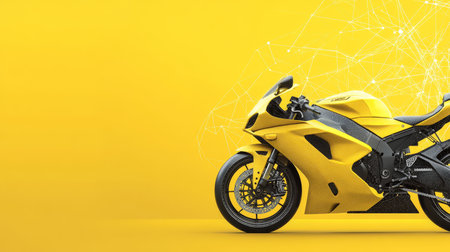 Yellow Sport Motorcycle, Isolated on Yellow Background. Speed, Power, Technology, 3D Renderの素材