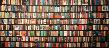 Abundant Wall Display of Colorful Books, Literature, and Enchanting Tales Ready to Exploreの素材