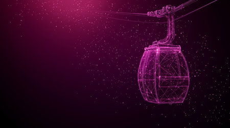 Abstract Futuristic Cable Car, Glowing Low Poly Design, Technology Transportation Conceptの素材