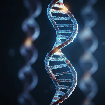 Glowing Strands of DNA Molecules A Microscopic View of Lifes Blueprint, Genetics, and Heredityの素材