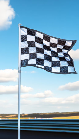 Checkered Flag Waving, Motorsport, Racing, Finish Line, Victory, Competition, Speed, Winningの素材