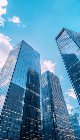 Modern Skyscrapers With Glass Facade, Urban Architecture And Corporate Business Centerの素材