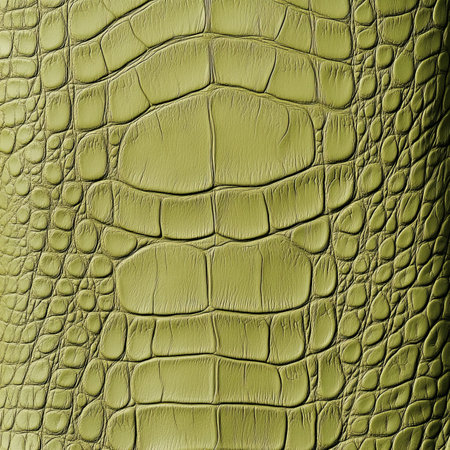 Green Crocodile Leather Textured Background With Detailed Scales, Pattern Ideal For Luxurious Designの素材