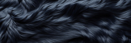 Background Of Smooth Wavy Dark Blue Black Hair. Close-Up Wavy Healthy Shiney Hair Textureの素材