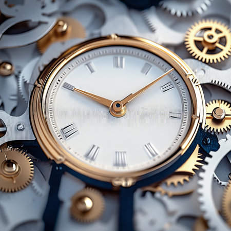 Luxury Watch Mechanism With Golden Details, Close-Up. Concept Of Time, Precision, And Luxury.の素材