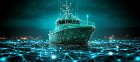 Digital Disruption Network Visualization and IoT Applications Transforming Vessel Transportation.の素材