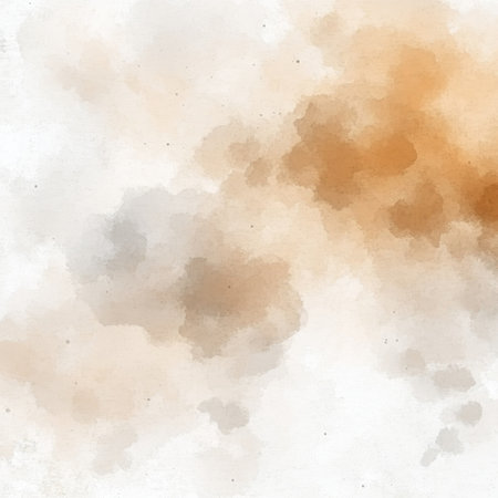 Abstract Background With Brown And Orange Watercolor, Splashes, And Stains. Digital Illustration.の素材
