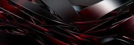 Abstract Background with Dark Red and Black Metallic Shapes, Lines and Dynamic Compositionの素材