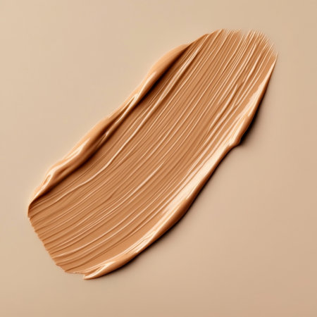Liquid Foundation Makeup Smear Texture Background. Close Up Of Cosmetic Concealer Smudge.の素材