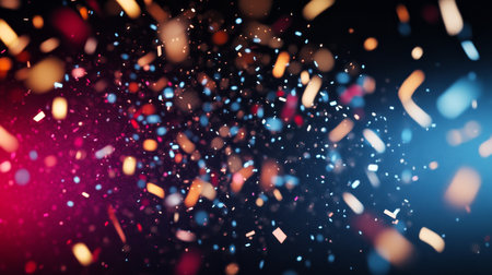 Festive Colorful Confetti Explosion on Black Background , Celebration, Party, Birthday, New Yearの素材
