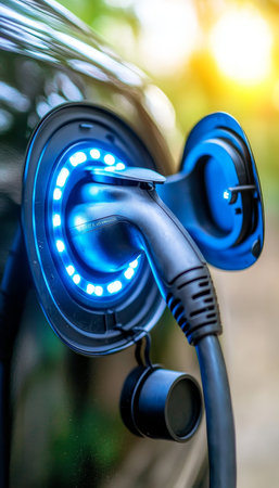 Electric Vehicle Charging Port, EV Power Supply, Green Transportation, Sustainable Mobilityの素材