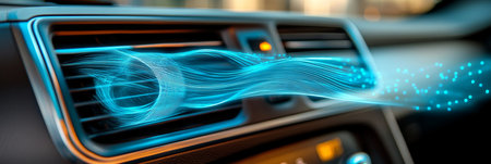 Car Air Conditioning System With Visible Air Flow Representation, Climate Control Conceptの素材
