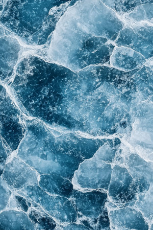 Abstract Icy Texture, Frosty Blue and White Crystal, Winter Frozen Background for Design Projectsの素材