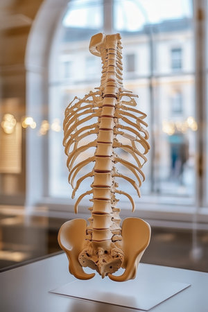 Human Anatomical Model Demonstrating The Healthy Structure Of Spine, Ribs, and Pelvis.の素材