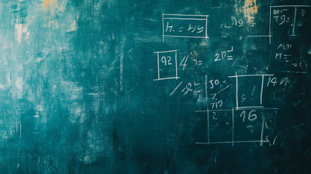 Abstract Background With Unrecognizable Mathematical Equations Calculations And Formulae Written.の素材