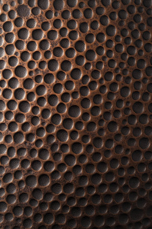 Abstract Background of Copper Texture with Circular Pattern, Metallic Surface Close Upの素材
