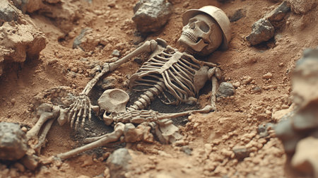 Skeleton Miners Remains Found in Collapsed Mine Shaft, Safety Hazards of Mining Conceptの素材