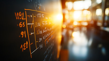 Chalkboard with Mathematical Formulas, Abstract Education Background or Back to School Conceptの素材