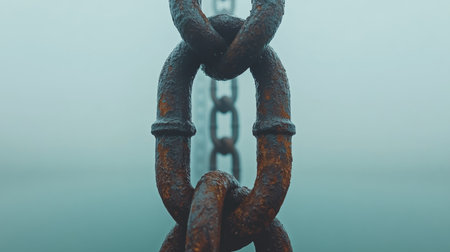 Heavy Metal Chain Rustic Links, Industrial Strength, Timeless Design, Close-Up Detail, Verticalの素材