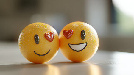 3d love emoji featuring heart eyes isolated on a clean white background for visual appealの素材