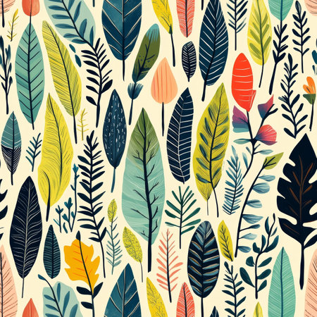 Seamless Pattern, Delicate Abstract Background of Tropical Leaves, Exotic Wallpaper, Floral Designの素材