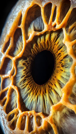 Human Eye, Extreme Close-Up Unveiling the Complex Structure and Vivid Colors of the Irisの素材