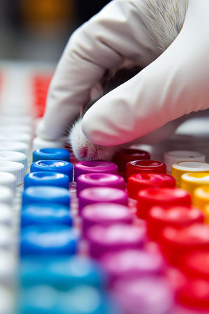 Laboratory Research, Testing Samples In Medical Vials, Scientific Experiment With Colorful Tubesの素材