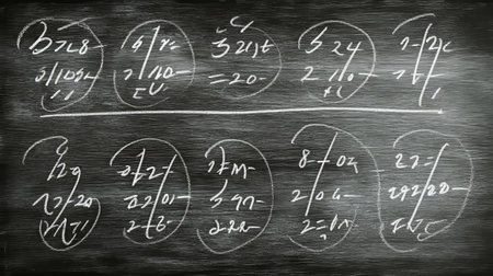 Abstract Vintage Chalkboard with Handwritten Math Formulas and Equations, Education Backgroundの素材