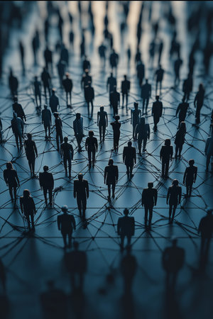 Network of Interconnected People, Digital Representation of Human Connection and Social Networkの素材