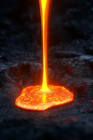 Molten Metal Flowing, Casting Process in Industrial Foundry, High Temperature Metalworkingの素材