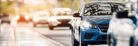 Motion blur of automobiles in traffic, concept for busy roads. transportation rush hour.の素材