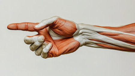 Anatomical Study Hand and Forearm Muscles, Detailed Illustration for Medical Referenceの素材