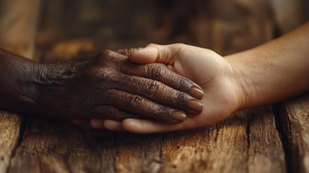 Unity and Diversity Two Hands of Different Colors Connected in a Touching Display of Equality.の素材