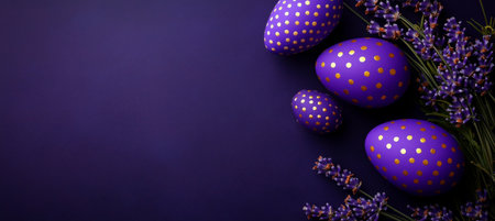 Purple Easter Eggs Decorated with Lavender Spring Decoration, Purple Easter Backgroundの素材