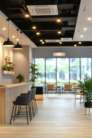 Modern Coworking Space, Bright Interior Design, Open Office Concept. Comfortable Workplaceの素材
