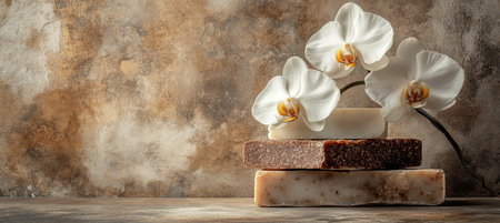 Luxurious Organic Soap Bars with White Orchid A Captivating Display of Natural Beauty and Skincareの素材