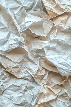 Abstract Background, Textured Crumpled White Paper, Full Frame Pattern Ideal for Design Projectの素材