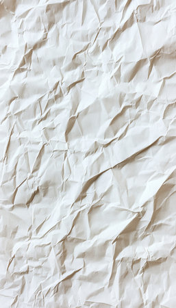 Close-up, Crumpled White Paper Background, Full Frame, Abstract Texture, Minimalist Design elementの素材