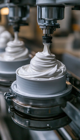 Cosmetic Manufacturing Automated Tube Filling, High-Speed Precision Nozzles, Cream Dispensingの素材