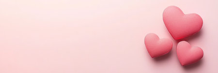 Pink Hearts Composition on Pink Background, Valentines Day Concept. Love, Romance, and Celebration.の素材