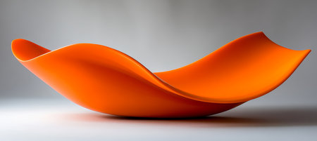 Minimalist Modern Sculpture Abstract Form, Fluid Orange Ripple With Organic Flow and Grace.の素材