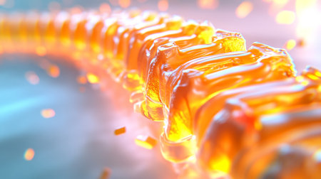 3D Render of a Spine with Severe Disc Degeneration, Highlighted in Orange for Emphasisの素材