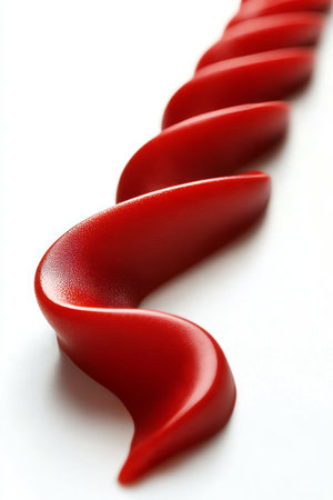 Abstract Red Gel Swirls A Captivating Display of Texture, Form, and Vivid Color on Whiteの素材