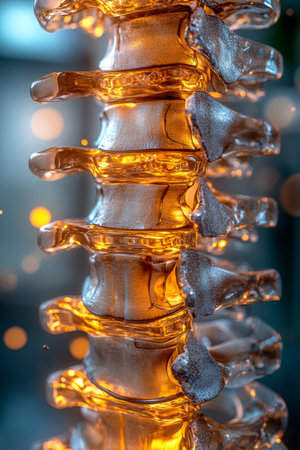 Premature Spinal Degeneration, Detailed 3D Render of a Young Adults Spine with Lumbar Issuesの素材