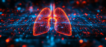 3D Rendered Illustration of Digital Human Lungs, Representation of Futuristic Medical Technologyの素材